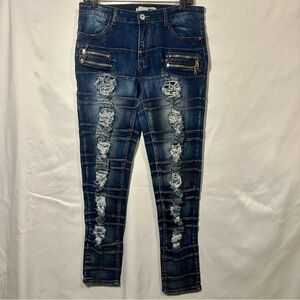Women’s Distressed Blue Denim Jeans
